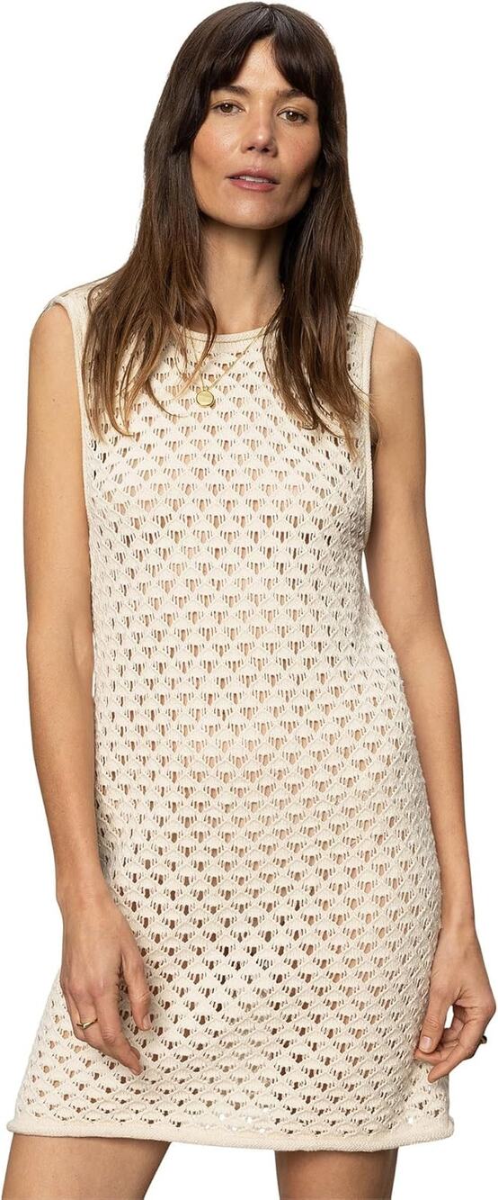 Sanctuary Summer Shell Crochet Sleeveless Tank Mini Dress Eco Natural Size S